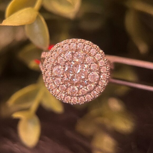 Sterling Silver Round & Marquise-cut CZ Ring : Target Sparkling Princess/Round Cz Circle Silver 925 Ring